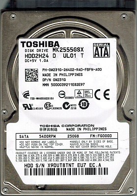 Жесткий диск для ноутбука TOSHIBA MK2565GSX 250Гб #3 – фото